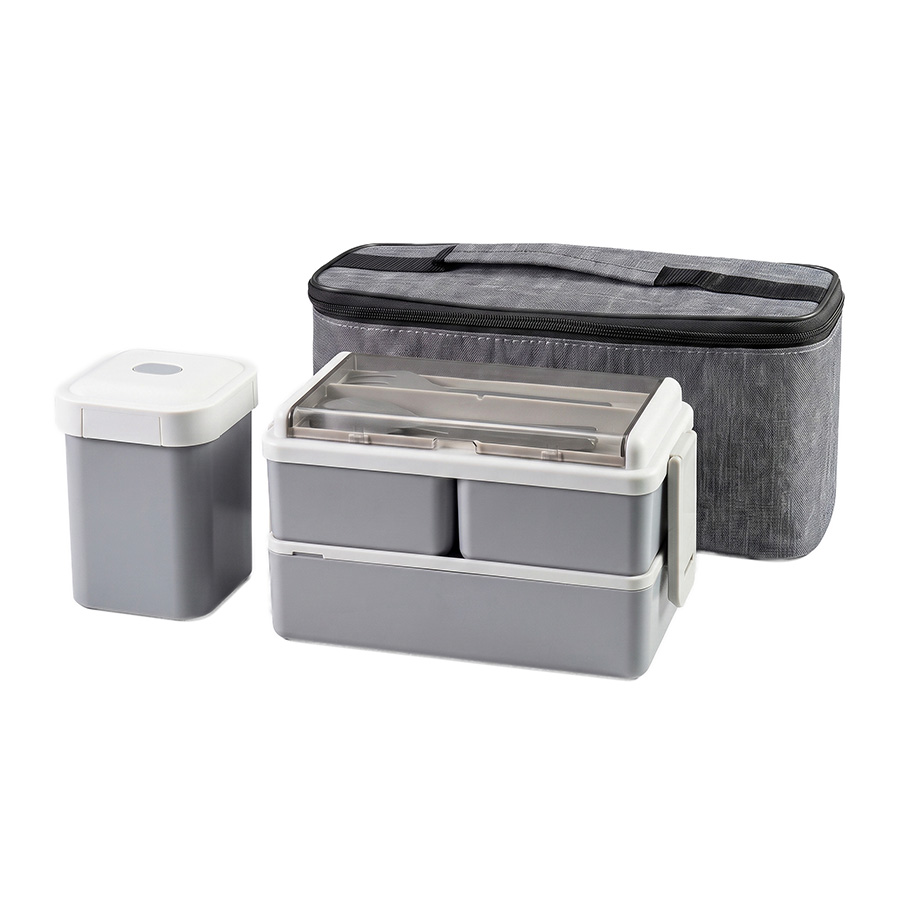 Ланч-бокс HANDY в термосумке; 29 x 10,5 x 13 см; серый