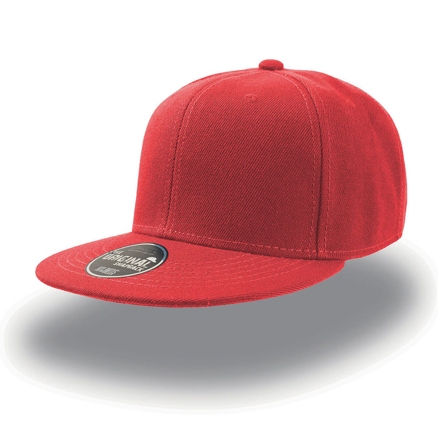 Бейсболка "SNAP BACK" 6 клиньев, плоский козырек, пластиковая застежка пвх, красный, 100% акрил, 400 г/м2