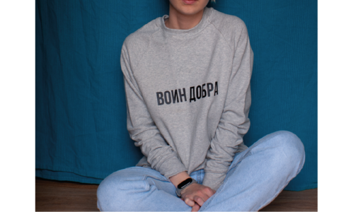 Свитшот серый "Воин добра"