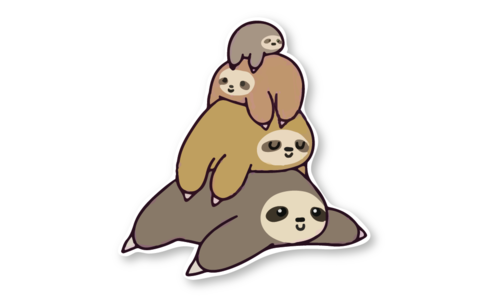 Стикер с лаком №47 Ленивцы