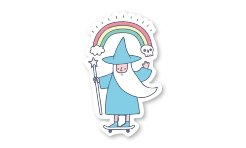 Стикер с лаком №14 Волшебник и радуга