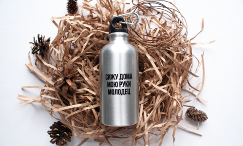 Фляга "Сижу дома, мою руки, молодец"