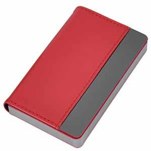 Визитница "Горизонталь"; красный; 10х6,5х1,7 см; иск. кожа, металл