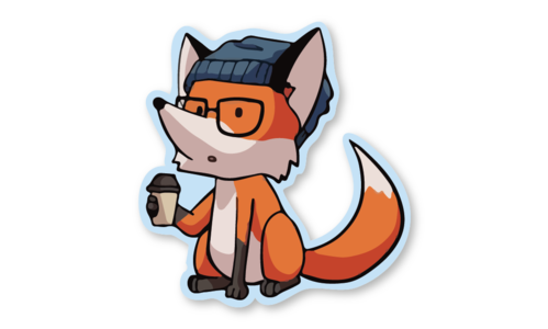 Стикер с лаком №33 Лиса-хипстер