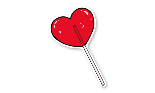 Стикер с лаком №45 Леденец-сердечко